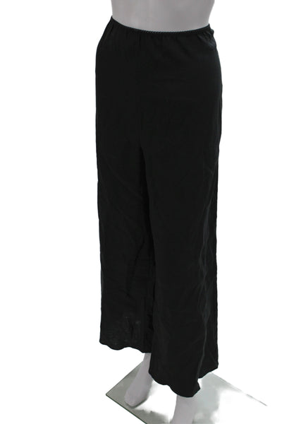 Doen Womens Cropped Linen Pants Black Pull On Size XL