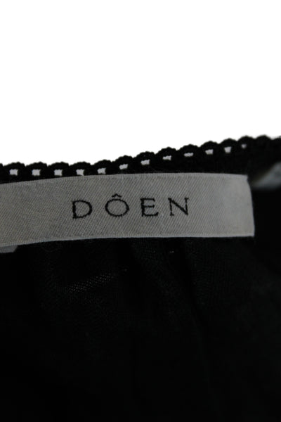 Doen Womens Cropped Linen Pants Black Pull On Size XL