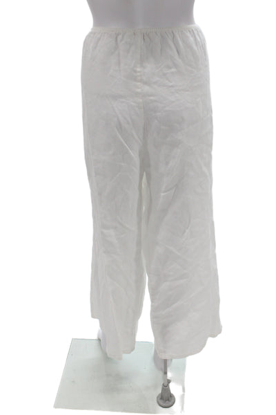 Doen Women Cropped Pants White Linen Summer Bohemian Size XL