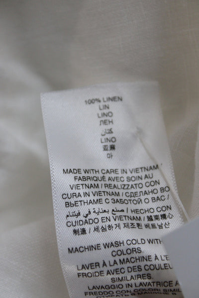 Doen Women Cropped Pants White Linen Summer Bohemian Size XL