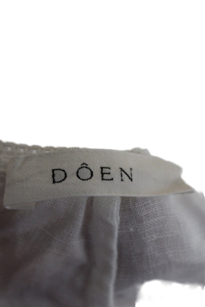 Doen Women Cropped Pants White Linen Summer Bohemian Size XL