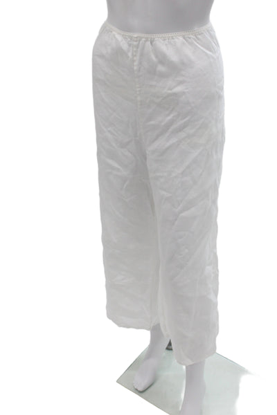 Doen Women Ankle White Linen Pants Pull On Size 2XL
