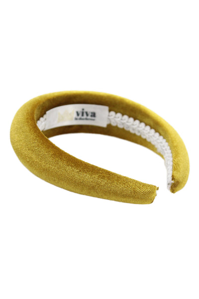 Viva La Duchesse Marzoline Womens Velvet Chunky Headbands Yellow Set of 5