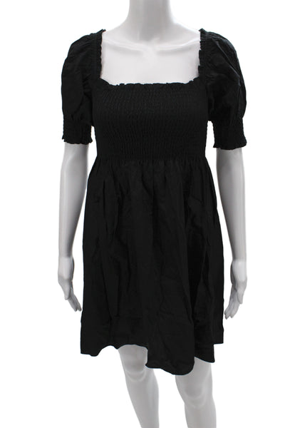 Hill House Women Mini Dress Black Square-Neck Short Sleeve Cottagecore Size XS