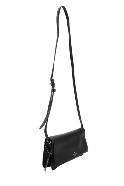Kate Spade New York Womens Leather Snap Closure Shoulder Bag Black