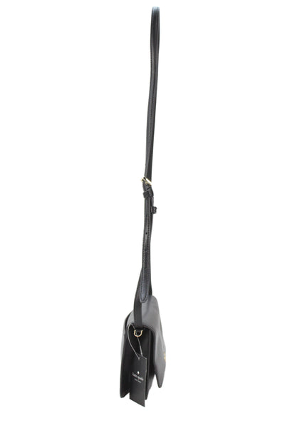 Kate Spade New York Womens Leather Snap Closure Shoulder Bag Black