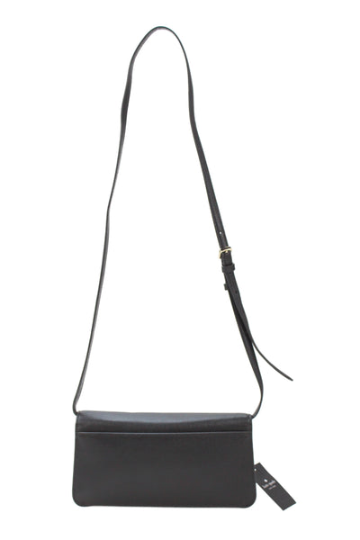 Kate Spade New York Womens Leather Snap Closure Shoulder Bag Black