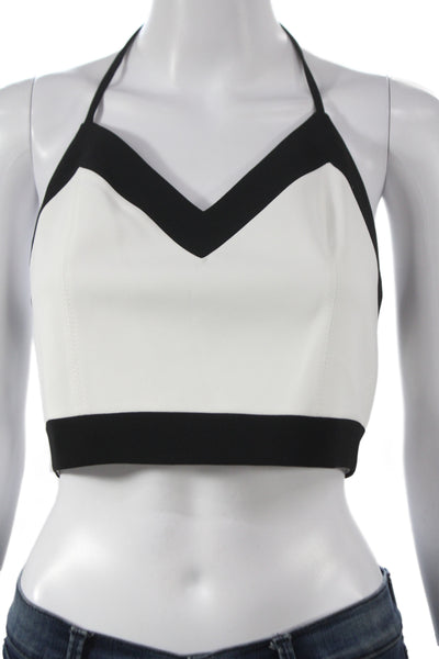 Alice + Olivia Women Black Colorblock Halter Camisole Sleeveless Size S