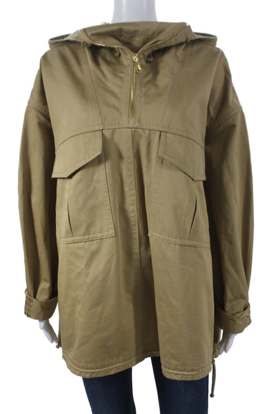 Zimmermann Women Anorak Jacket Beige Cotton Long Sleeve Zip Military Size M