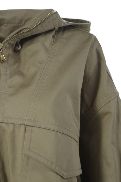 Zimmermann Women Anorak Jacket Beige Cotton Long Sleeve Zip Military Size M