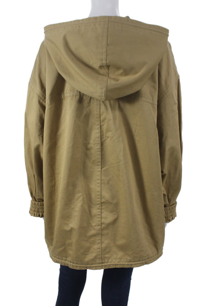 Zimmermann Women Anorak Jacket Beige Cotton Long Sleeve Zip Military Size M