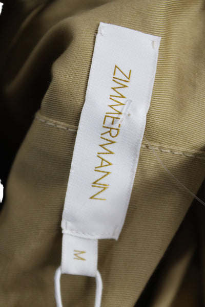 Zimmermann Women Anorak Jacket Beige Cotton Long Sleeve Zip Military Size M