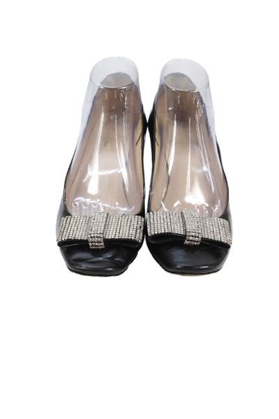 Kate Spade Womens Patent Leather Rhinestone Square Toe Heels Black Size 9.5