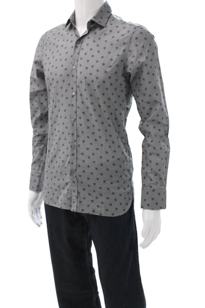 Lanvin Mens Cotton Novelty Spider Button Front Shirt Grey Size S