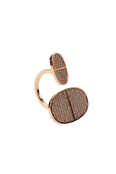 Hermes Womens 18K Rose Gold Diamond Chaine d'Ancre Verso Ring Sz 7/54 14.7g