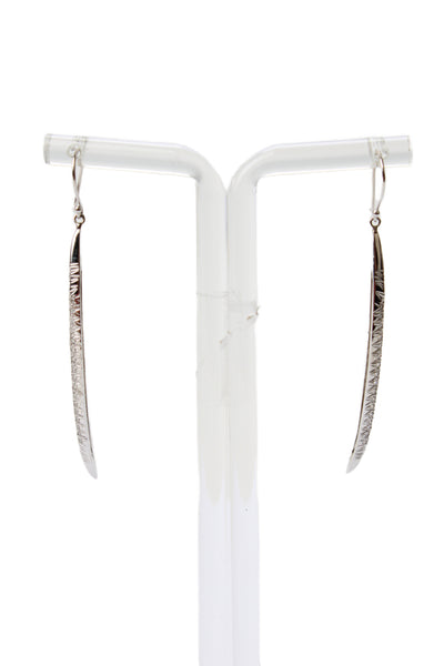 Designer Womens 18K White Gold ~1CTW Diamond Crescent Dangle Earrings 4.6g