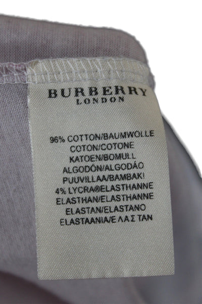 Burberry Women Pink Check Jersey T-Shirt Scoop Neck Short Sleeve Cotton Size L
