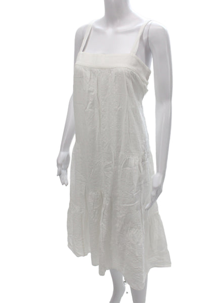 Jenni Kayne Women Sundress White Square Neck Sleeveless Long 60% Cotton Size S