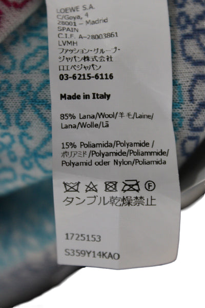 Loewe Women Blue Striped Crew Neck Pullover Long Sleeve Wool Size S