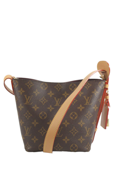 Louis Vuitton Womens Leather Monogram All in BB Bucket Bag + Wallet Brown