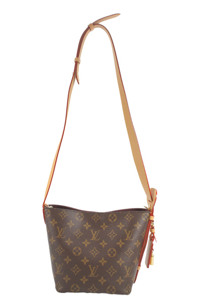 Louis Vuitton Womens Leather Monogram All in BB Bucket Bag + Wallet Brown