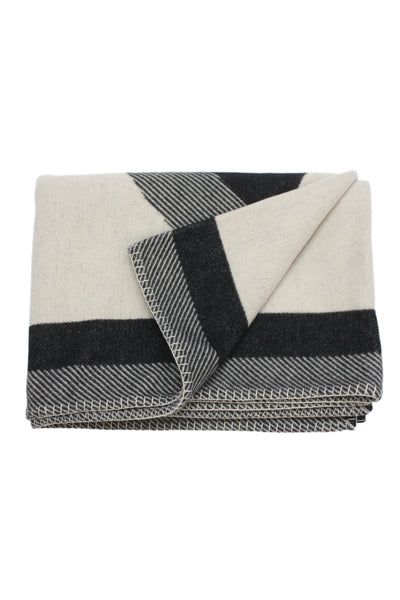 Chanel Womens Wool Printed Stitch Detail Throw Blanket Beige Black Size 72"x54"