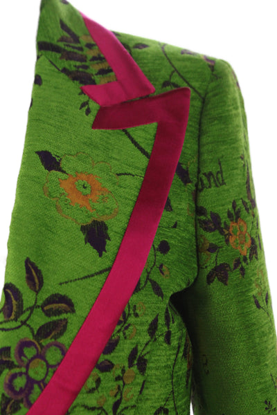 Gucci Womens Floral & Landscape Print Blazer Pants Suit Set Green Size 42 44