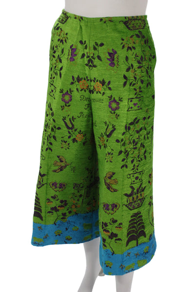 Gucci Womens Floral & Landscape Print Blazer Pants Suit Set Green Size 42 44