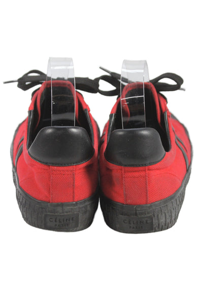 Celine Womens Canvas Cap Toe Low Top Sneakers Shoes Red Size 9