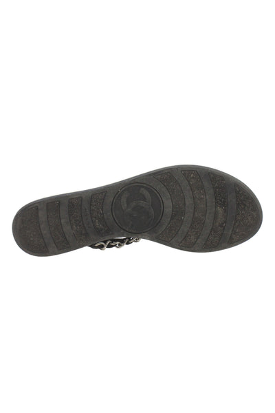 Chanel Womens Chain Detail CC Detail Quilted Flip Flop Black Size 7
