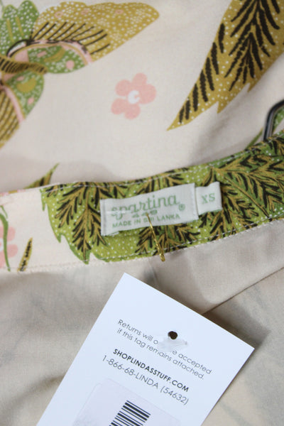 Spartina 449 Women Maxi Floral V-Neck Long Sleeve Beige Dress Size XS
