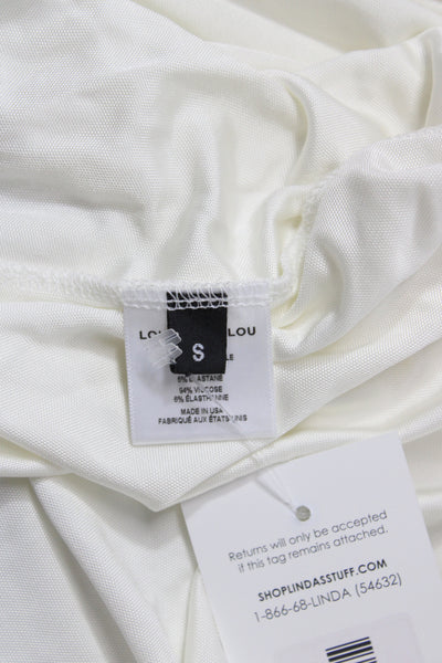 Louisa Ballou Women Bodycon Dress Ivory Long Sleeve V-Neck 94% Viscose Size S