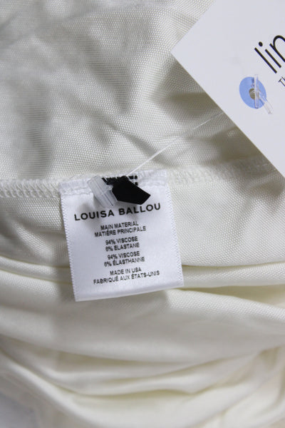 Louisa Ballou Women Bodycon Dress Ivory Long Sleeve V-Neck 94% Viscose Size S