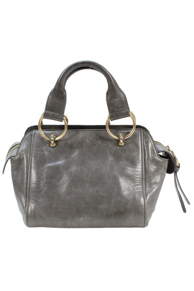 See by Chloe Womens Leather Paige Small Satchel Bag Handbag Gray