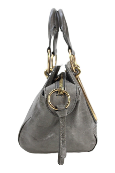 See by Chloe Womens Leather Paige Small Satchel Bag Handbag Gray