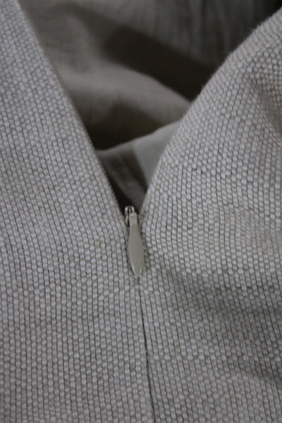 Longchamp Women Shift Dress Beige Linen Sleeveless Zip Colorblock Size 6
