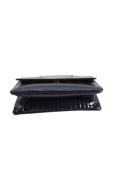 Morris Moskowitz Womens Leather Embossed Leather Shoulder Bag Navy