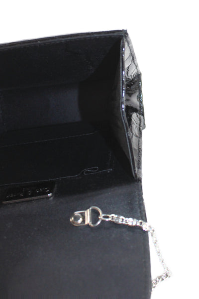 Cleo & Patek Womens Embossed Snap Closure Shoulder Bag Black