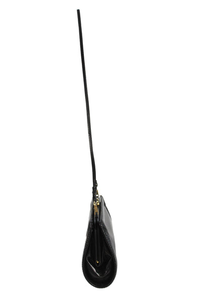Bally Womens Leather Kiss Lock Closure Shoulder Bag Black