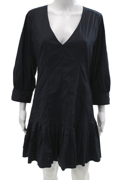 Cinq A Sept Womens Fit & Flare Black V-Neck 3/4 Sleeve Dress Size 8