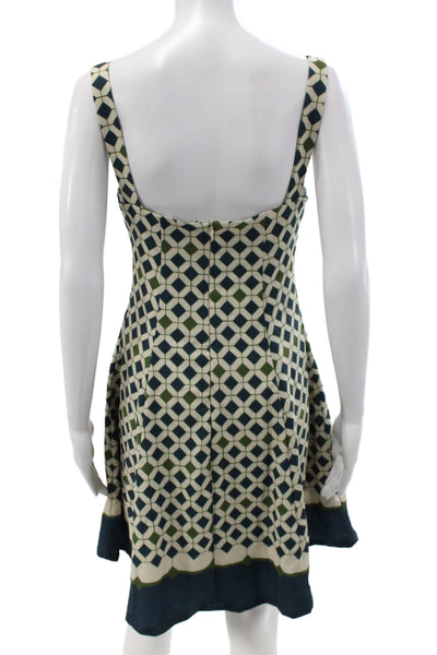 LAVI Womens A-Line Sleeveless Beige Scoop Neck Argyle Mini Dress Zip Size S