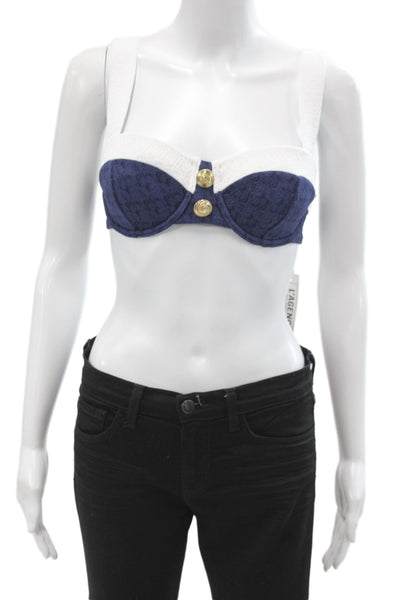 L'Agence Womens Textured Color Block Underwire Bra Blue White Size S