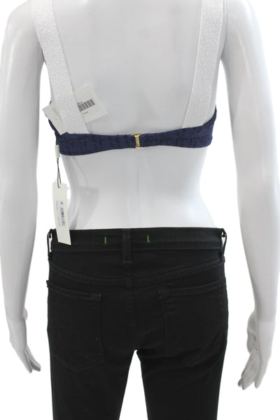 L'Agence Womens Textured Color Block Underwire Bra Blue White Size S