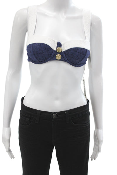 L'Agence Womens Textured Color Block Underwire Bra Blue White Size XS