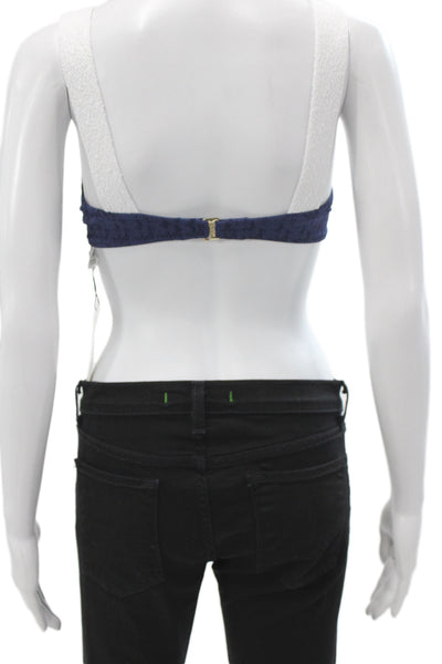 L'Agence Womens Textured Color Block Underwire Bra Blue White Size XS