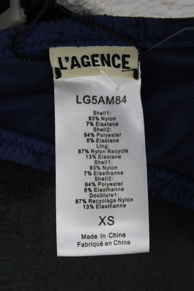 L'Agence Womens Textured Color Block Underwire Bra Blue White Size XS