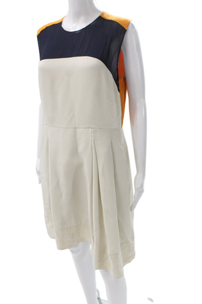3.1 Phillip Lim Women Shift Dress Beige Silk Sleeveless Zip Size 10