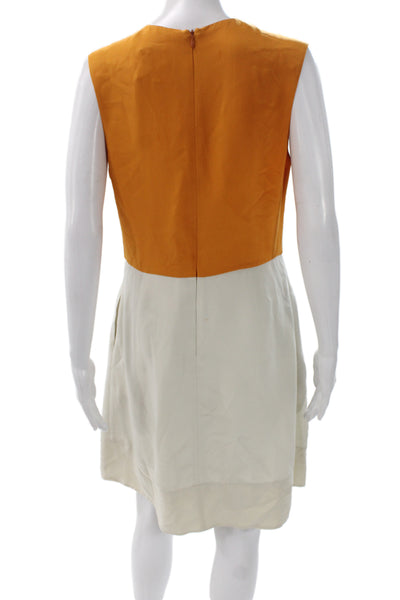 3.1 Phillip Lim Women Shift Dress Beige Silk Sleeveless Zip Size 10