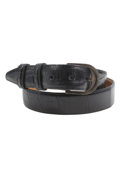 Cole Haan Mens Alligator Adjustable Buckled Classic Belt Black Size 36