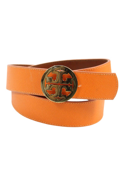 Tory Burch Womens Miller Reversible Adjustable Belt Orange Size M